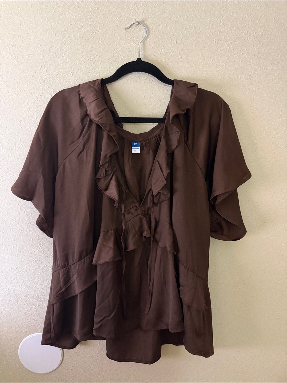 Old Navy Brown Ruffle Tie-Front Blouse